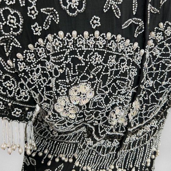 Vintage PATRA Black White Sequined Silk Top 8‎ - Picture 4 of 13